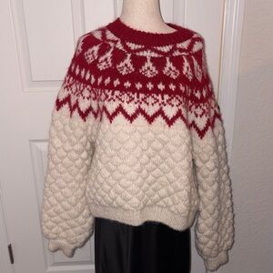 Zara Red and Cream Knit Sweater